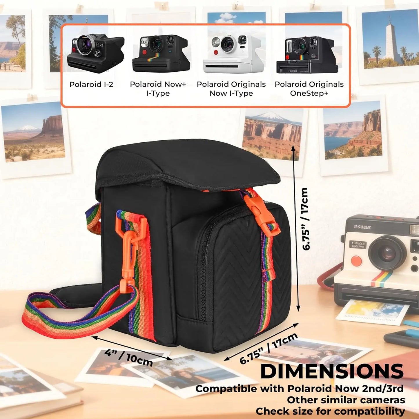 Sling Camera Bag With Photo Window For Polaroid Instant Cameras