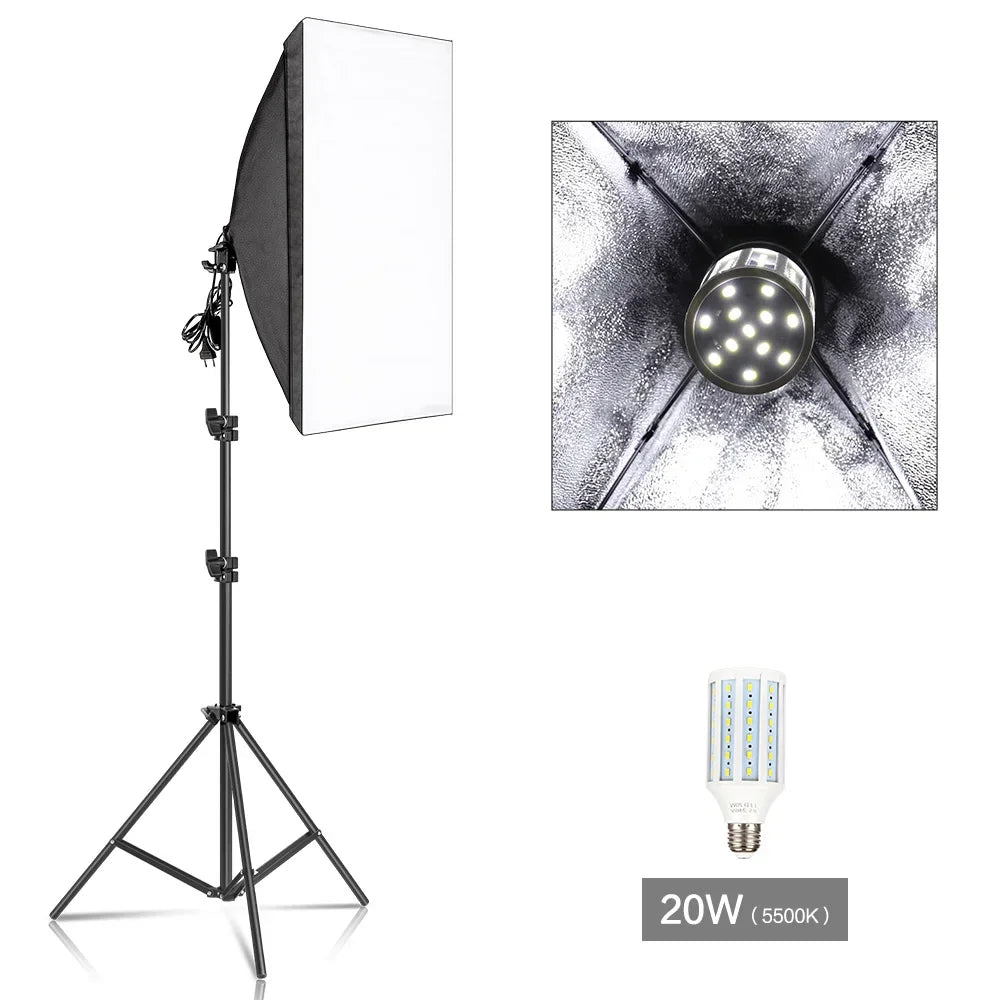 SH Softbox Photography Lighting Kit With E27 Bowens Lamp Tripod