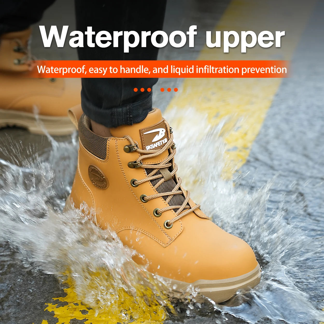 NONE High Top PU Breathable Safety Shoes With Metal Toe