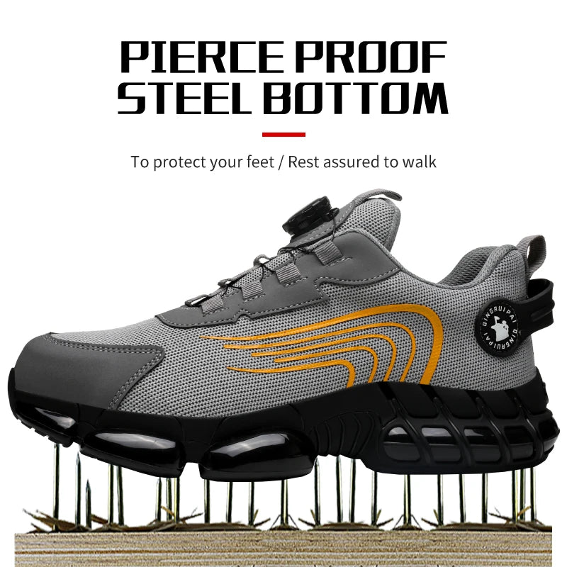 None Steel Toe Cap Non-Lacing Safety Shoes For Men