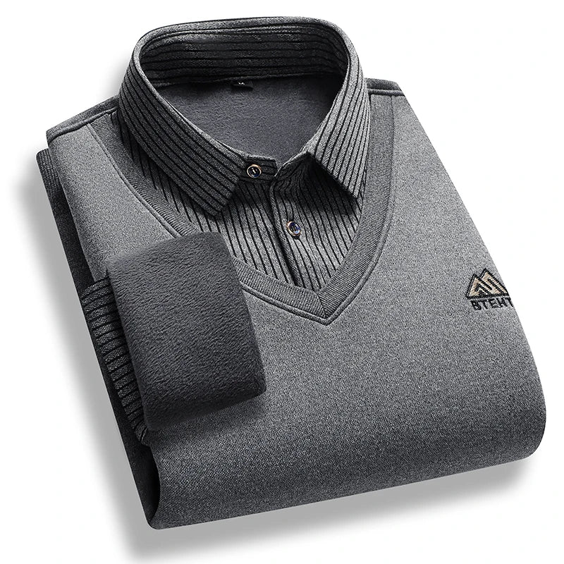 Men's Fleece Lined Mock Neck Pullover Sweater Polyester Winter