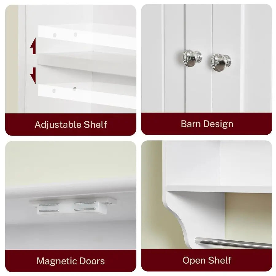 Bathroom Wall Cabinet Over Toilet With Towel Rack And Adjustable Shelf