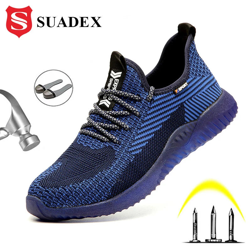 SUADEX Men Steel Toe Safety Work Shoes Breathable Antislip