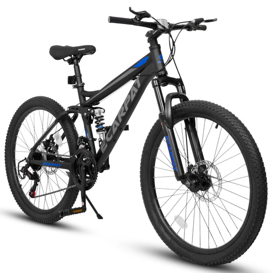 Ecarpat Dual Full Suspension Mountain Bike 21-Speed Double Disc Brakes