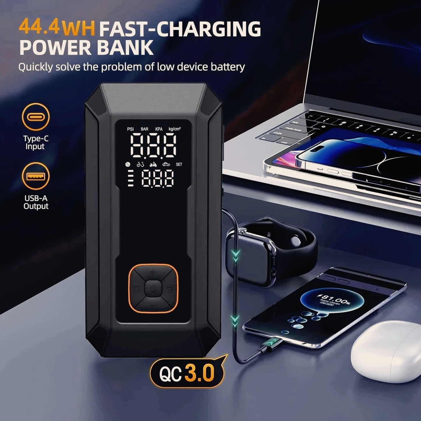 YINGBOOST Car Jump Starter With Air Pump 4000A 150 PSI