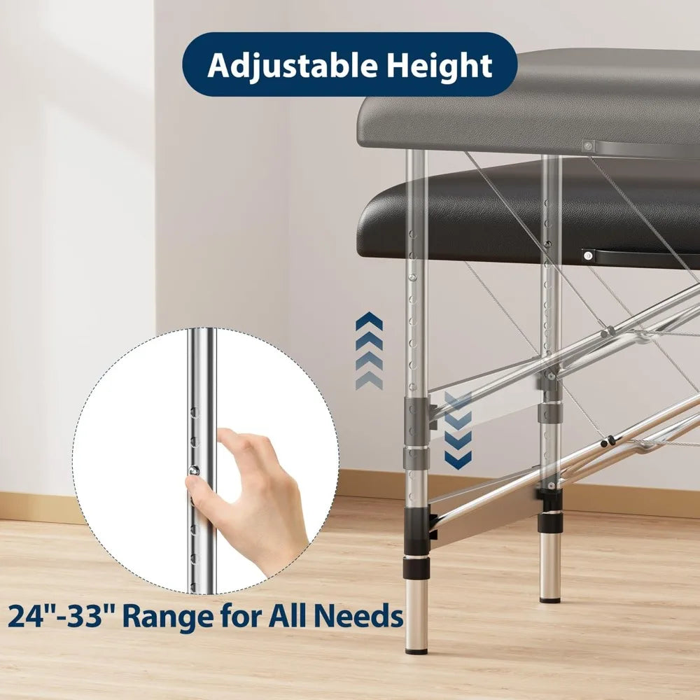 Portable Massage Table With 2 Fold Lash Bed Side Pocket