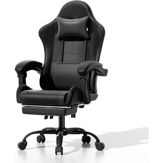 Ergonomic Gaming Chair With Footrest Headrest Lumbar Support Swivel