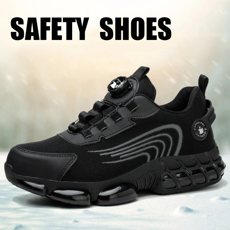 None Steel Toe Cap Non-Lacing Safety Shoes For Men