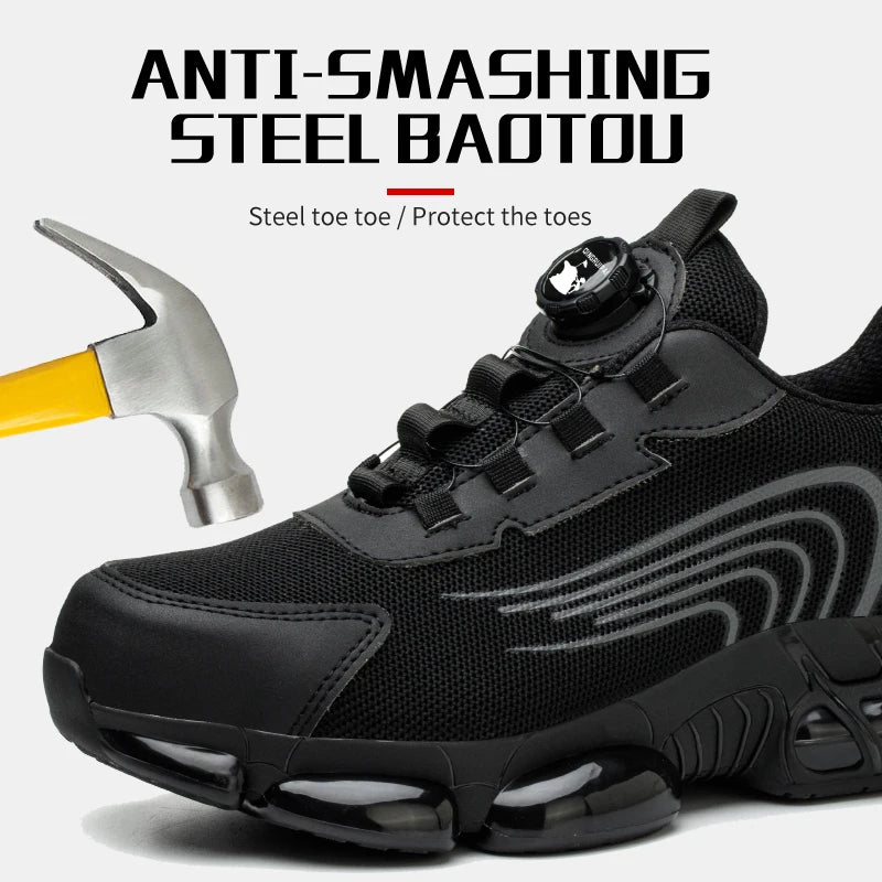 None Steel Toe Cap Non-Lacing Safety Shoes For Men