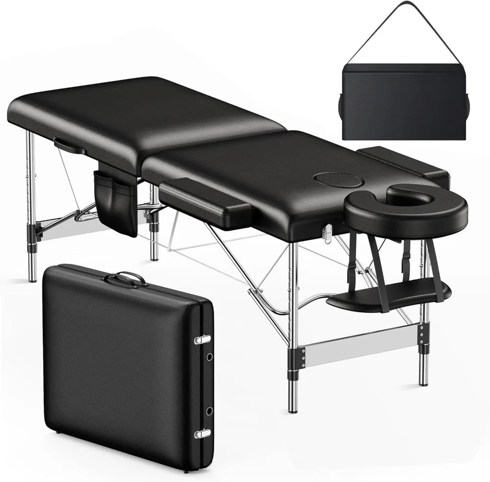 Portable Massage Table With 2 Fold Lash Bed Side Pocket