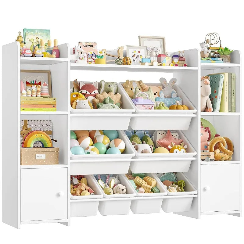 Toy Storage Organizer With 8 Bins And Shelves For Kids