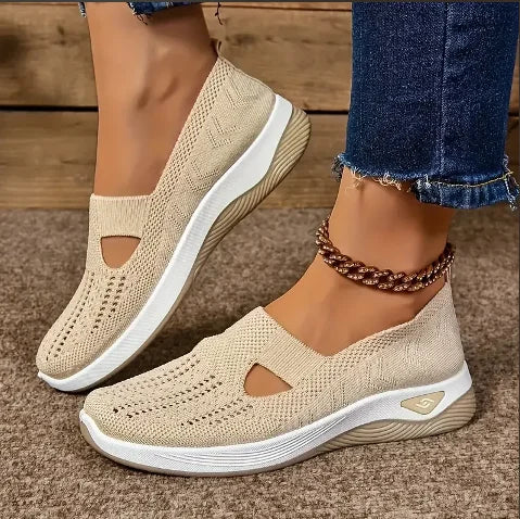 NONE Womens Breathable Low Top Knit Sneakers Casual Shoes