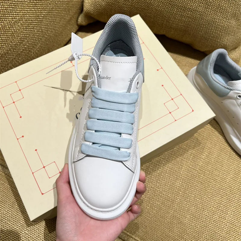 Platform Sneakers For Women Leather Chunky Sole Elevator Shoes Casual