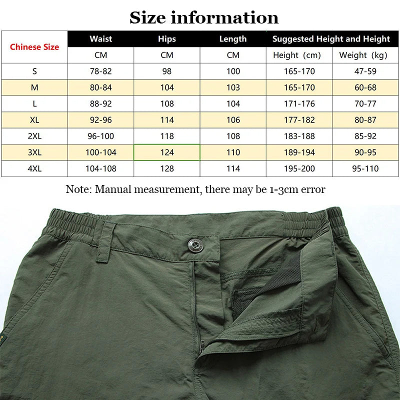 Men's Summer Tactical Cargo Pants Lightweight Waterproof Outdoor Hiking