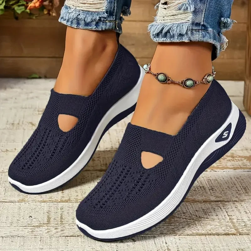 NONE Womens Breathable Low Top Knit Sneakers Casual Shoes