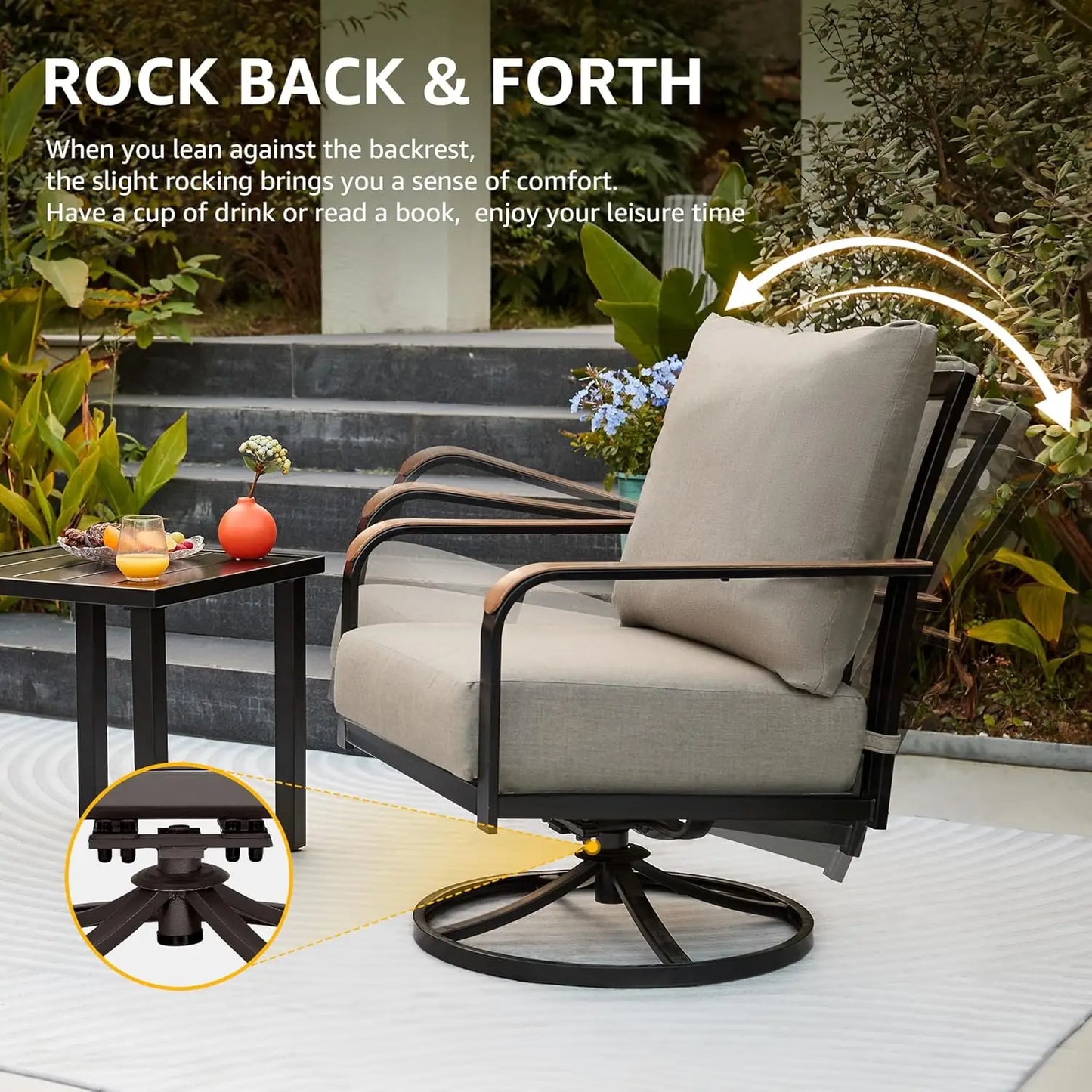 Outdoor Patio Swivel Glider Rocking Chairs Bistro Conversation Set