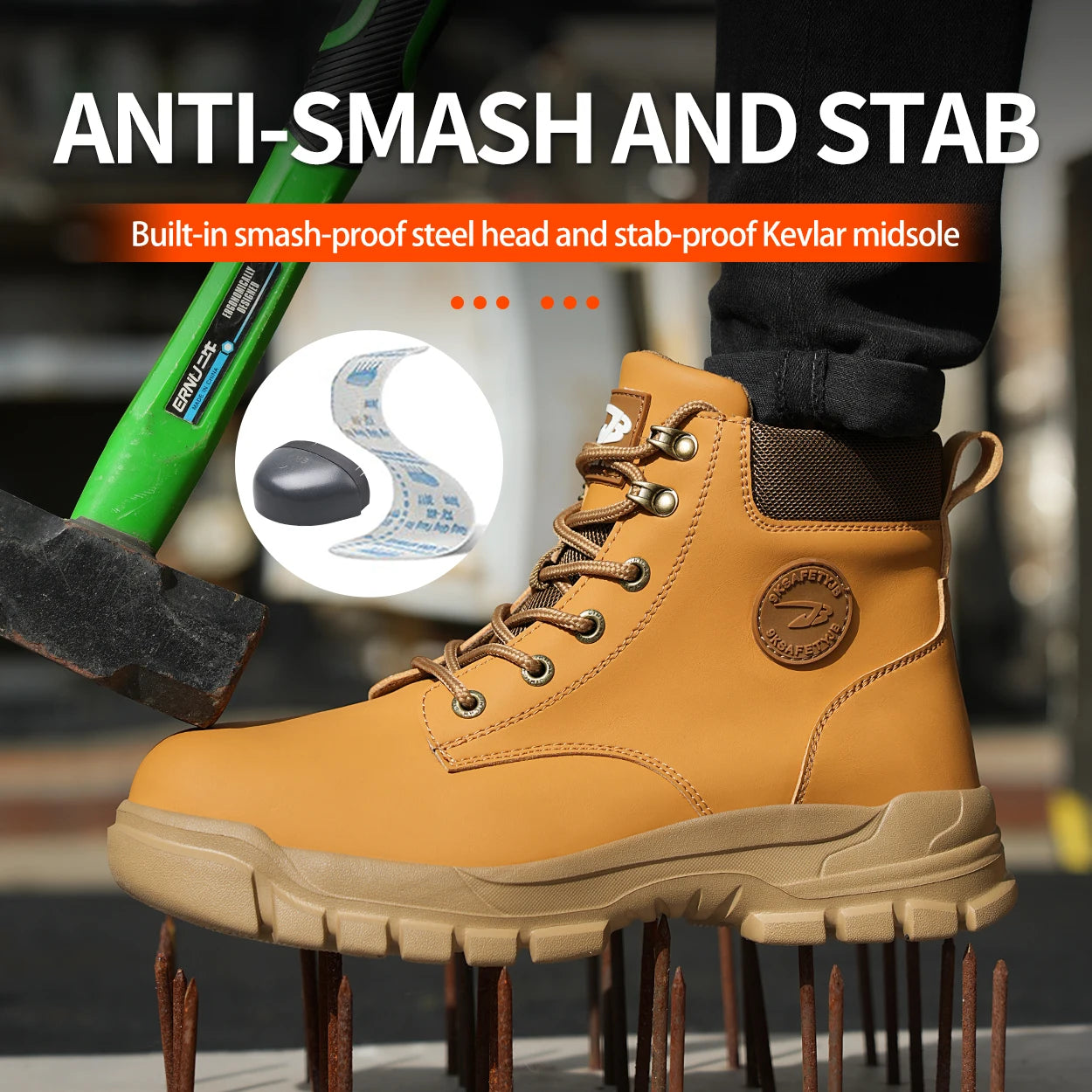 NONE High Top PU Breathable Safety Shoes With Metal Toe