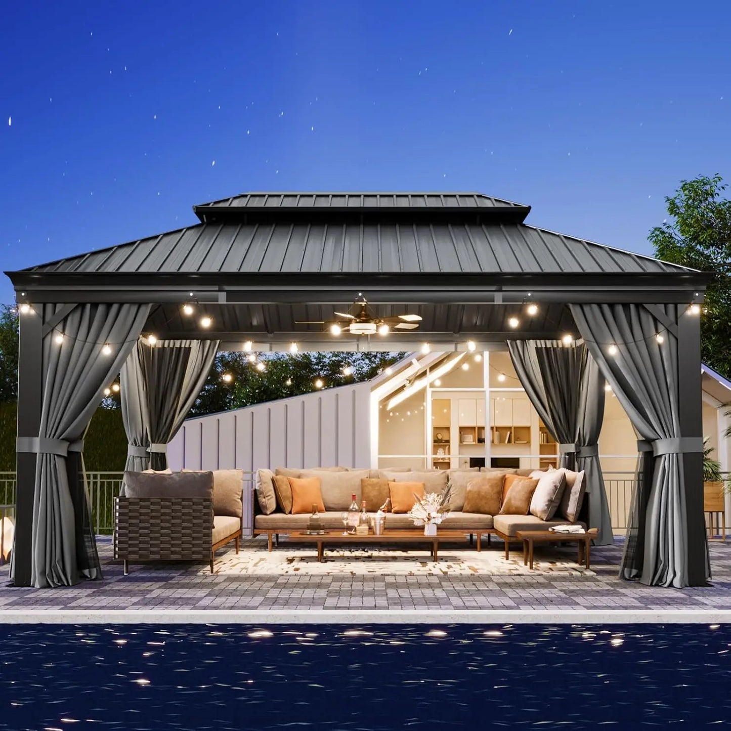Permanent Hardtop Gazebo With Aluminum Frame And Netting