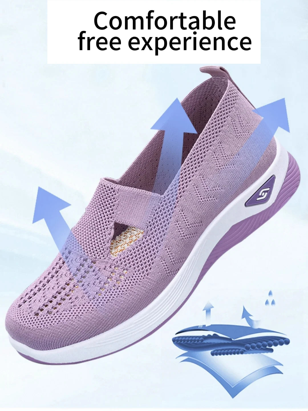 NONE Womens Breathable Low Top Knit Sneakers Casual Shoes