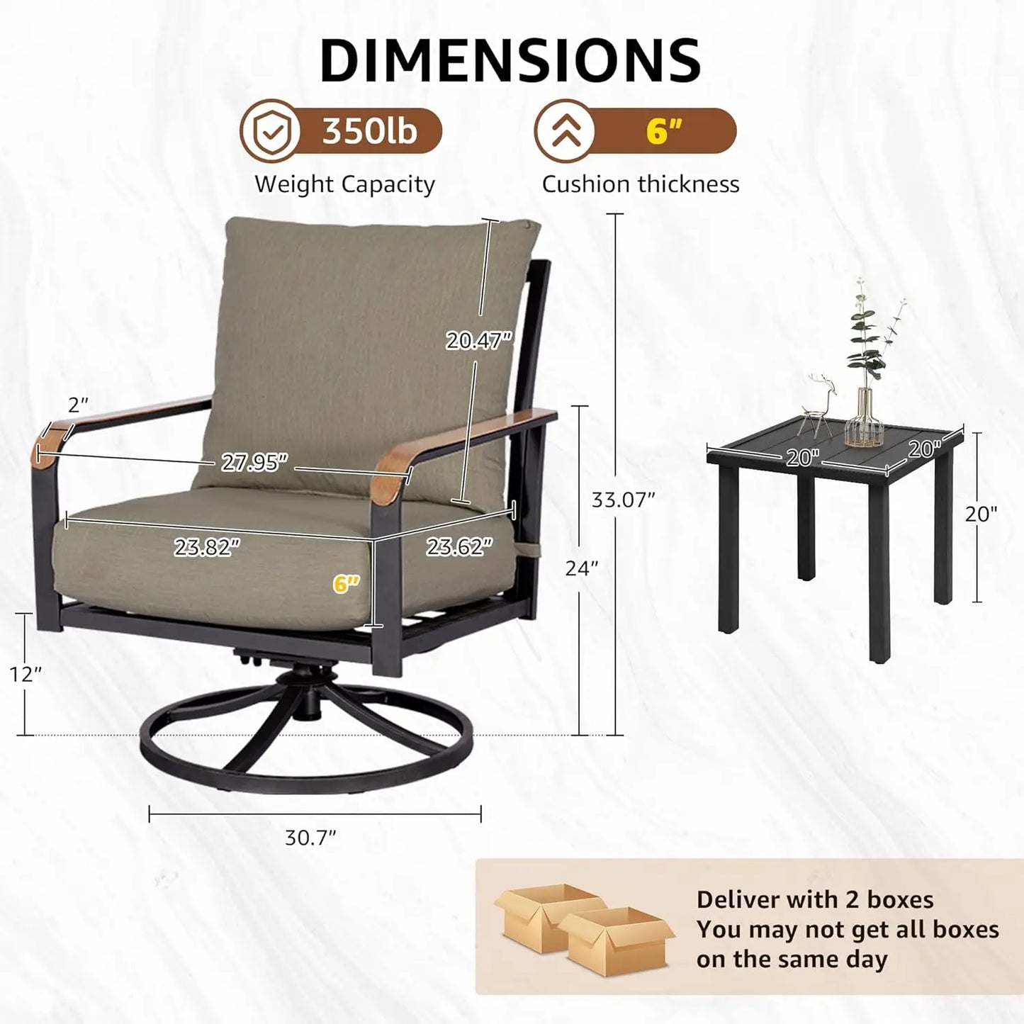 Outdoor Patio Swivel Glider Rocking Chairs Bistro Conversation Set