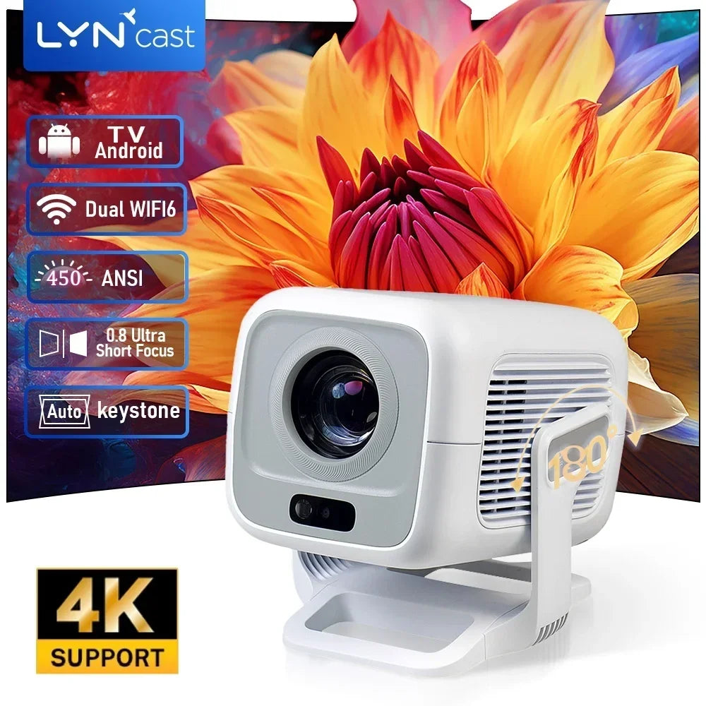 LynCast HY300 Projector 450 ANSI Android 11 BT54 WiFi6