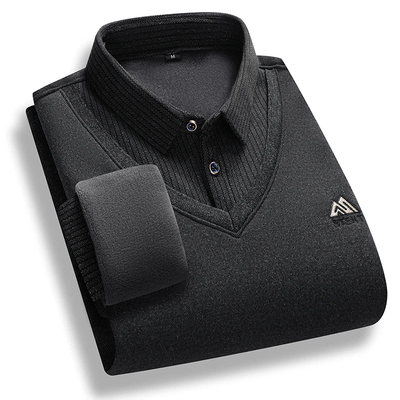 Men's Fleece Lined Mock Neck Pullover Sweater Polyester Winter