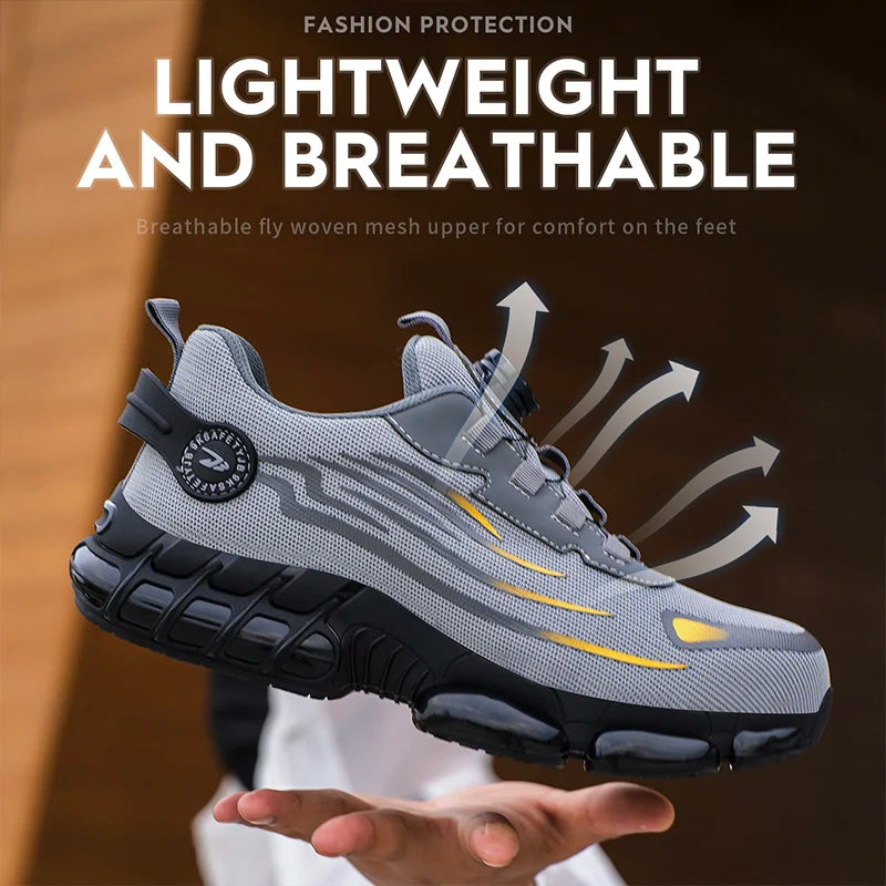 Breathable Lace Free Safety Shoes With Anti Smash Puncture Protection