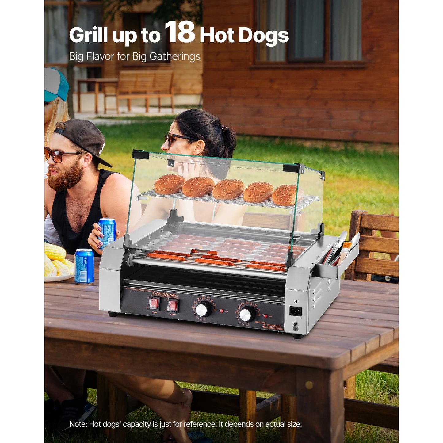 SucceBuy Hot Dog Roller Grill Stainless Steel Dual Temperature Control