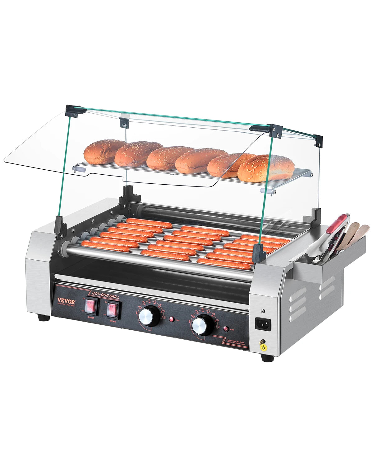 SucceBuy Hot Dog Roller Grill Stainless Steel Dual Temperature Control