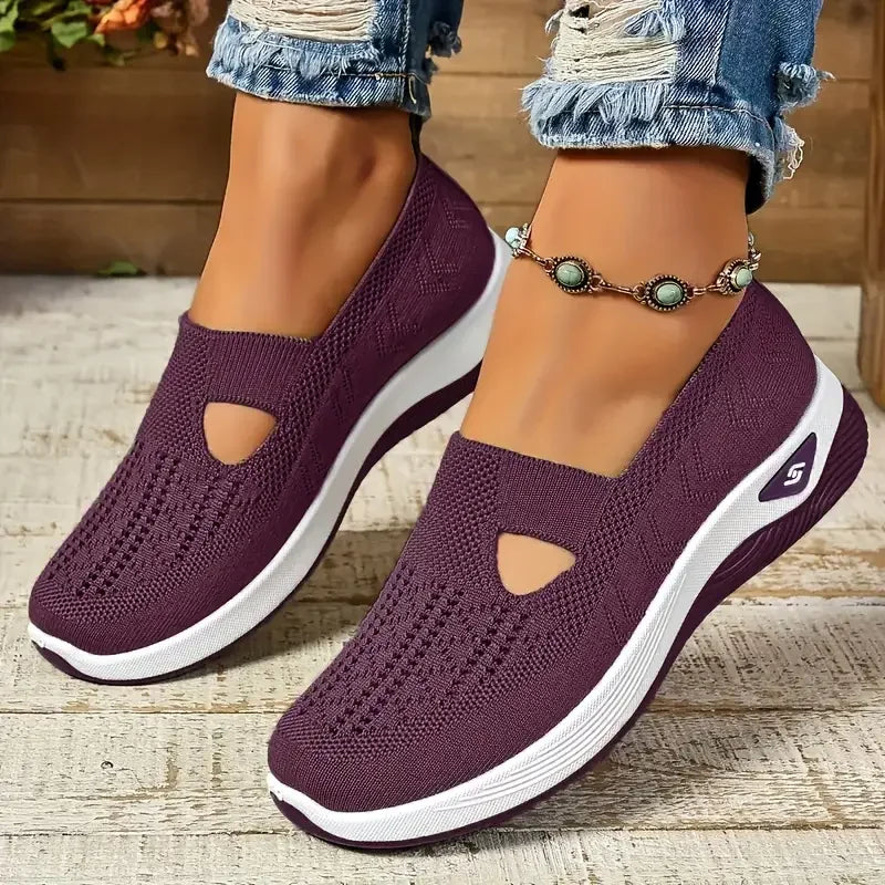 NONE Womens Breathable Low Top Knit Sneakers Casual Shoes