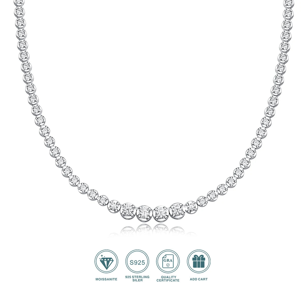 925 Moissanite Necklace Pendant With Certificate Gift For Women