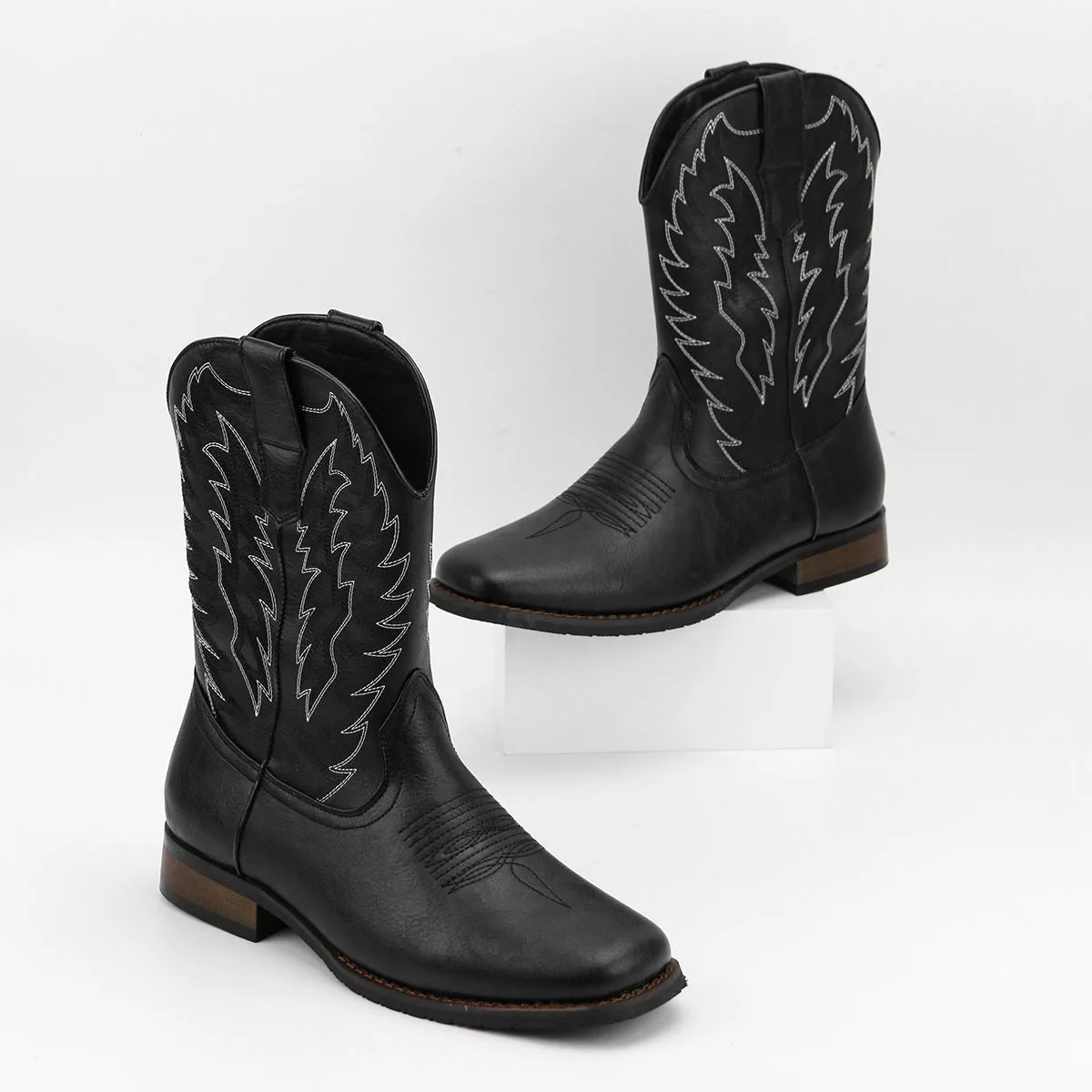 Men's Desert Cowboy Boots Square Toe Embroidered Phoenix Western