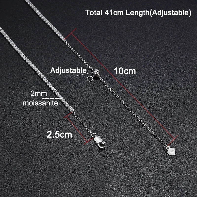 ROBUKF Moissanite Tennis Necklace S925 Gold Plated
