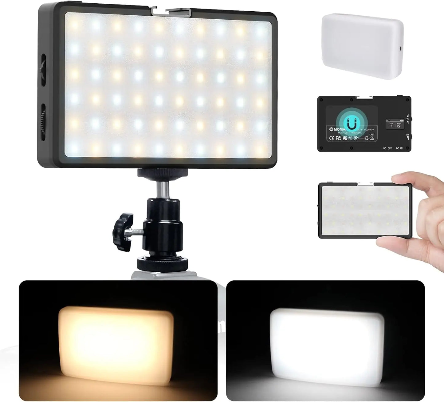 Moman LED Camera Light for Photography Portable 5000mAh Video Recording