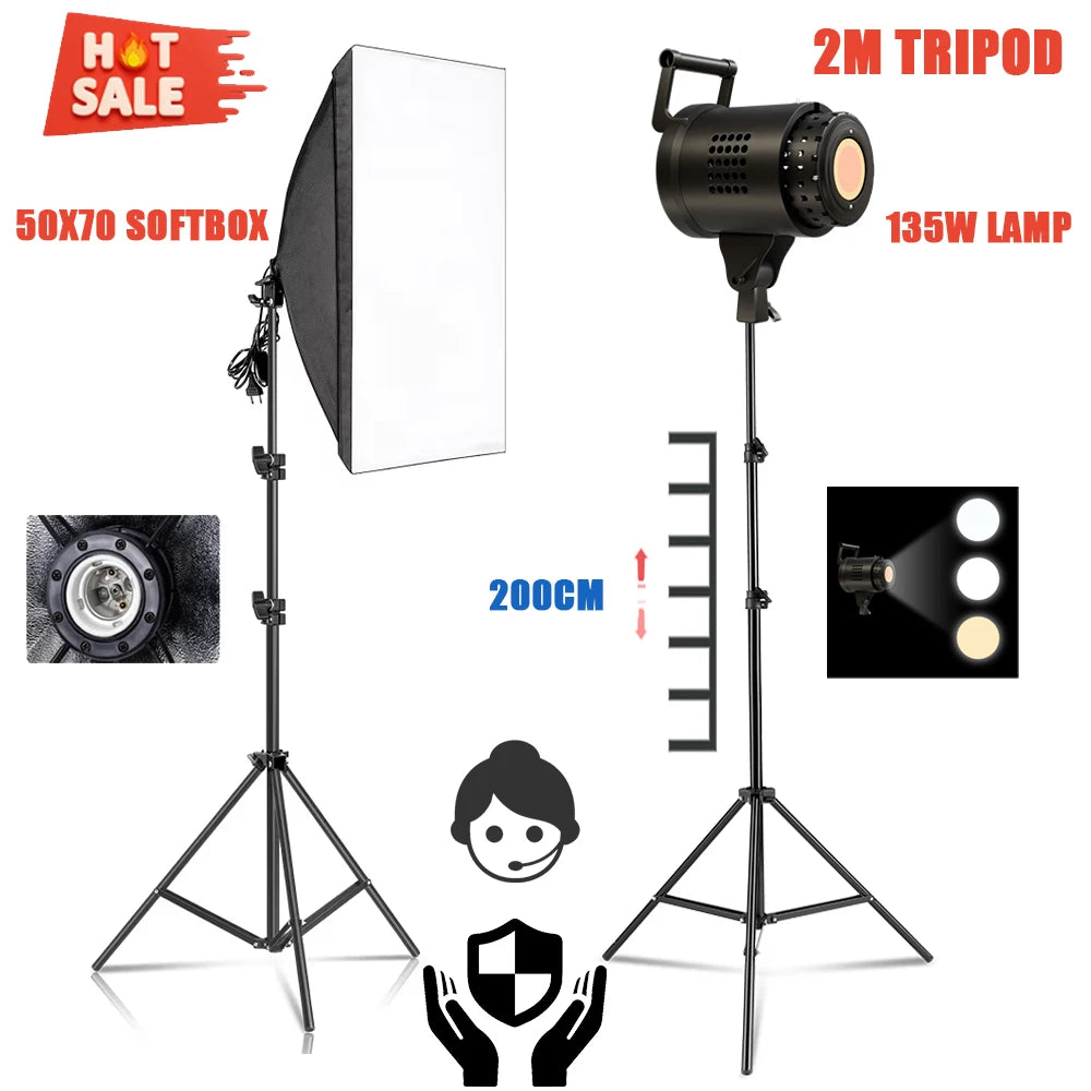 SH Softbox Photography Lighting Kit With E27 Bowens Lamp Tripod