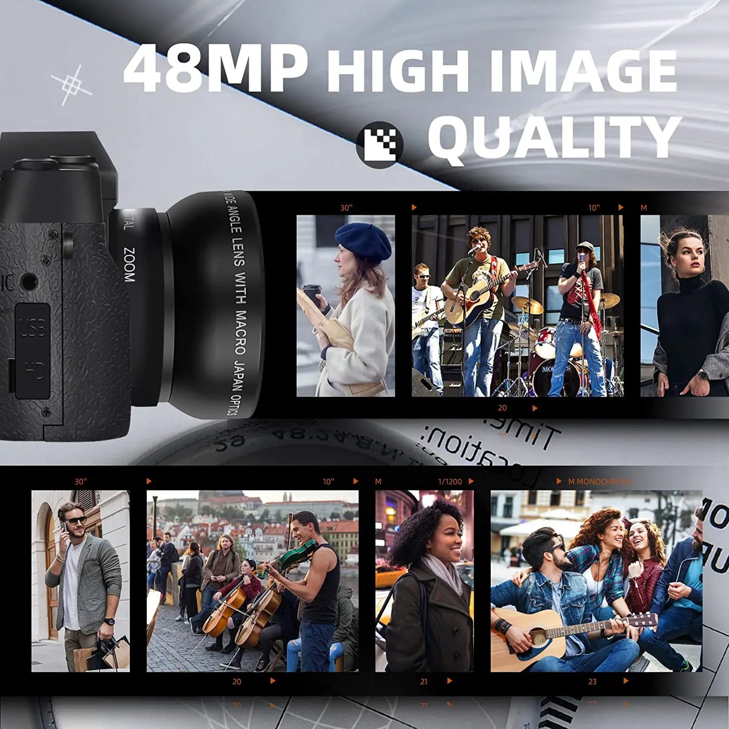 NBD 4K Digital Camera Camcorder With Flip Screen Autofocus 48MP