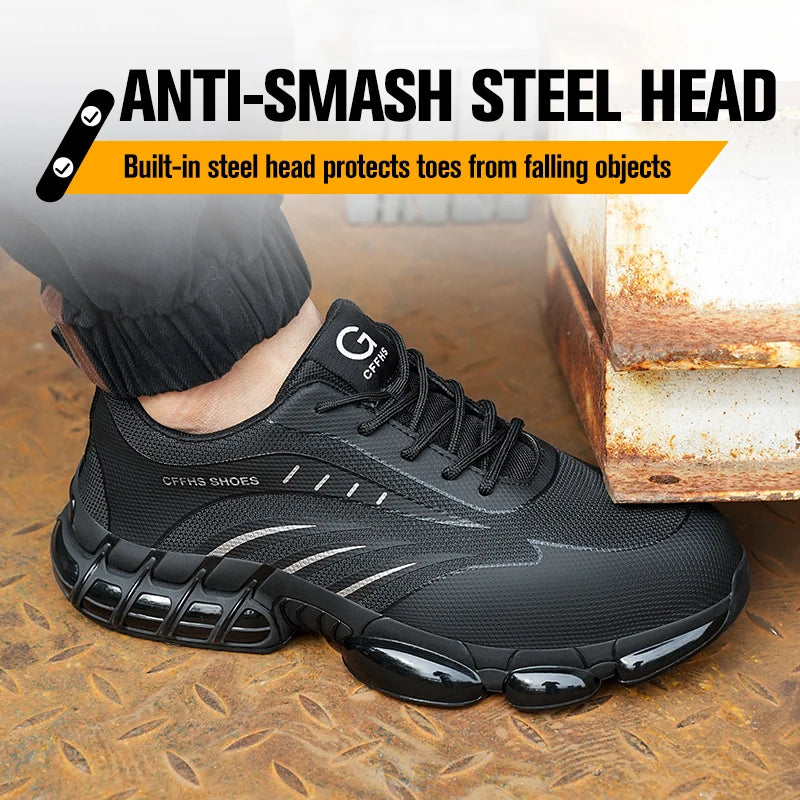Breathable Lightweight Safety Shoes For Men Anti Puncture Anti Smash