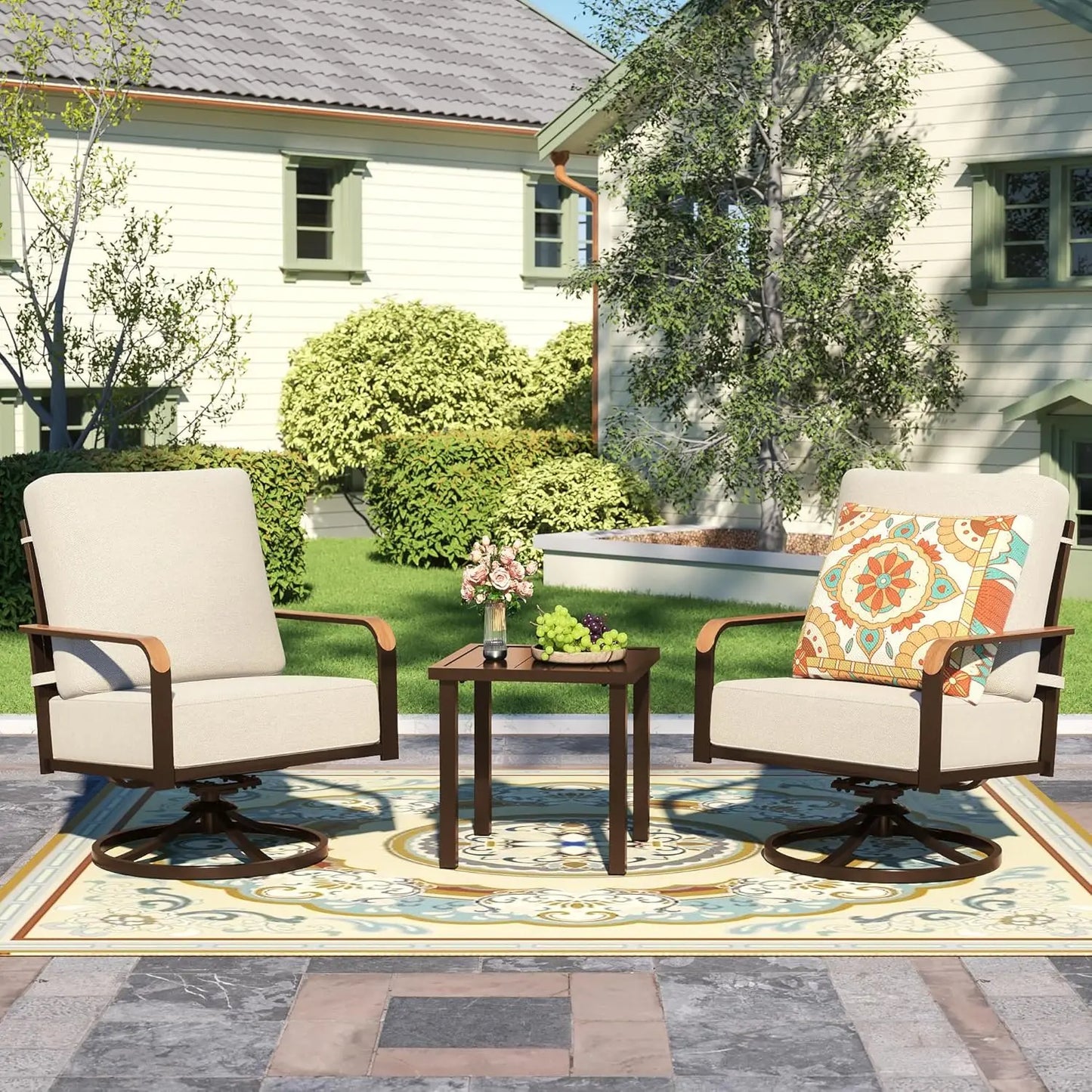 Outdoor Patio Swivel Glider Rocking Chairs Bistro Conversation Set