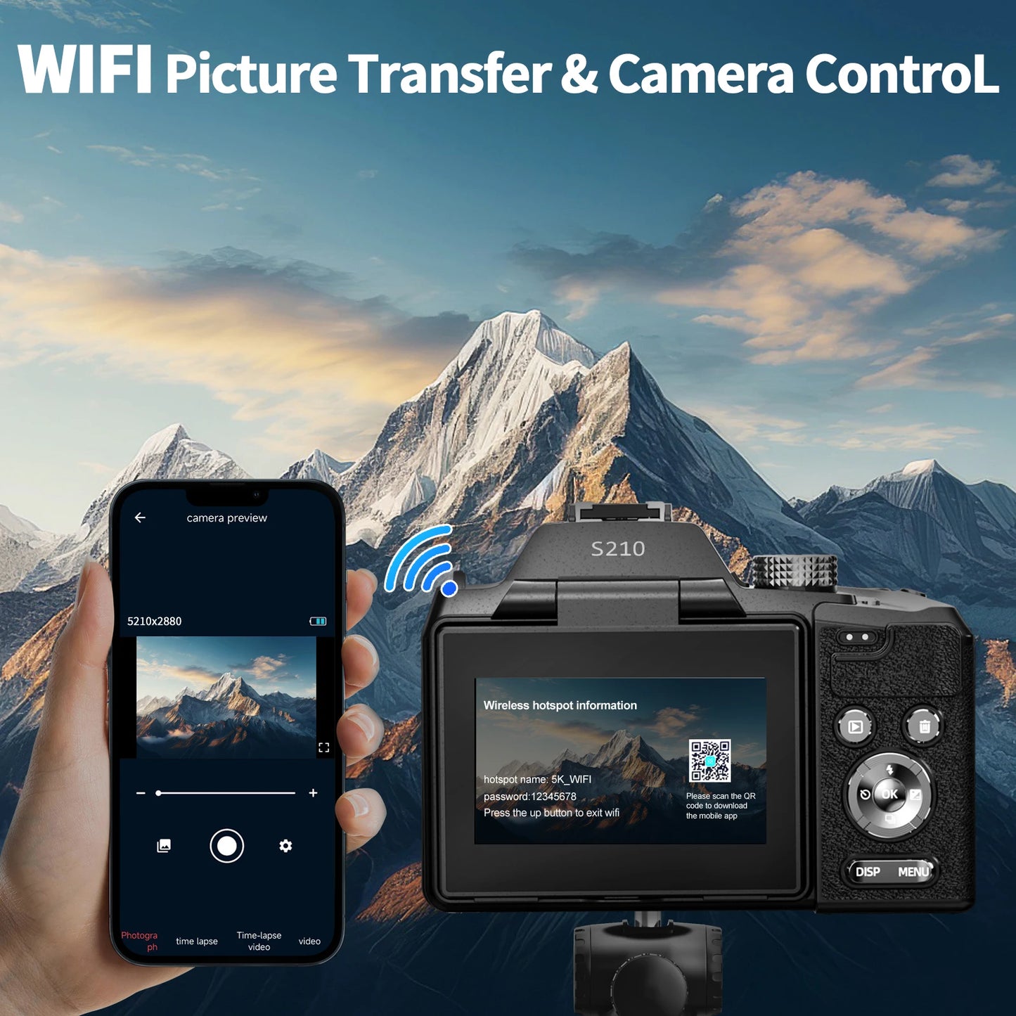 NBD 5K 64MP Digital Camera With 16x Optical Zoom WiFi