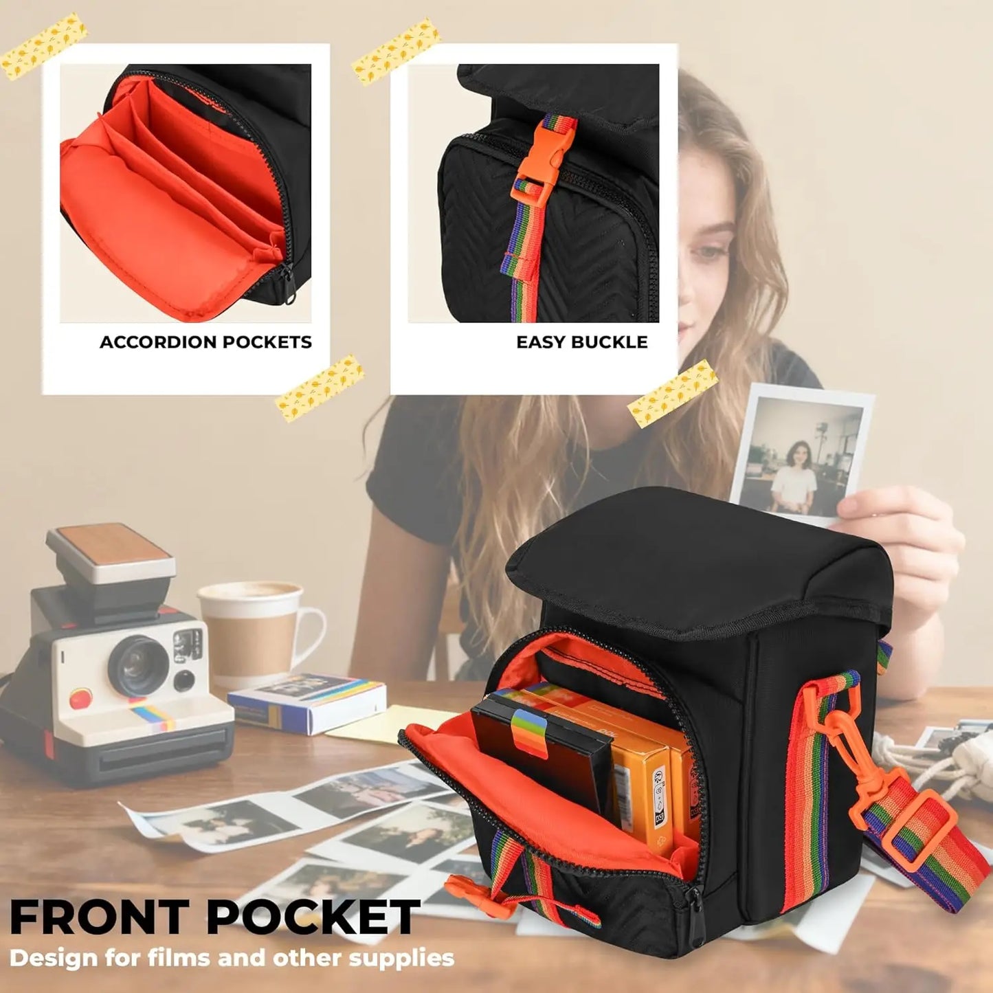 Sling Camera Bag With Photo Window For Polaroid Instant Cameras