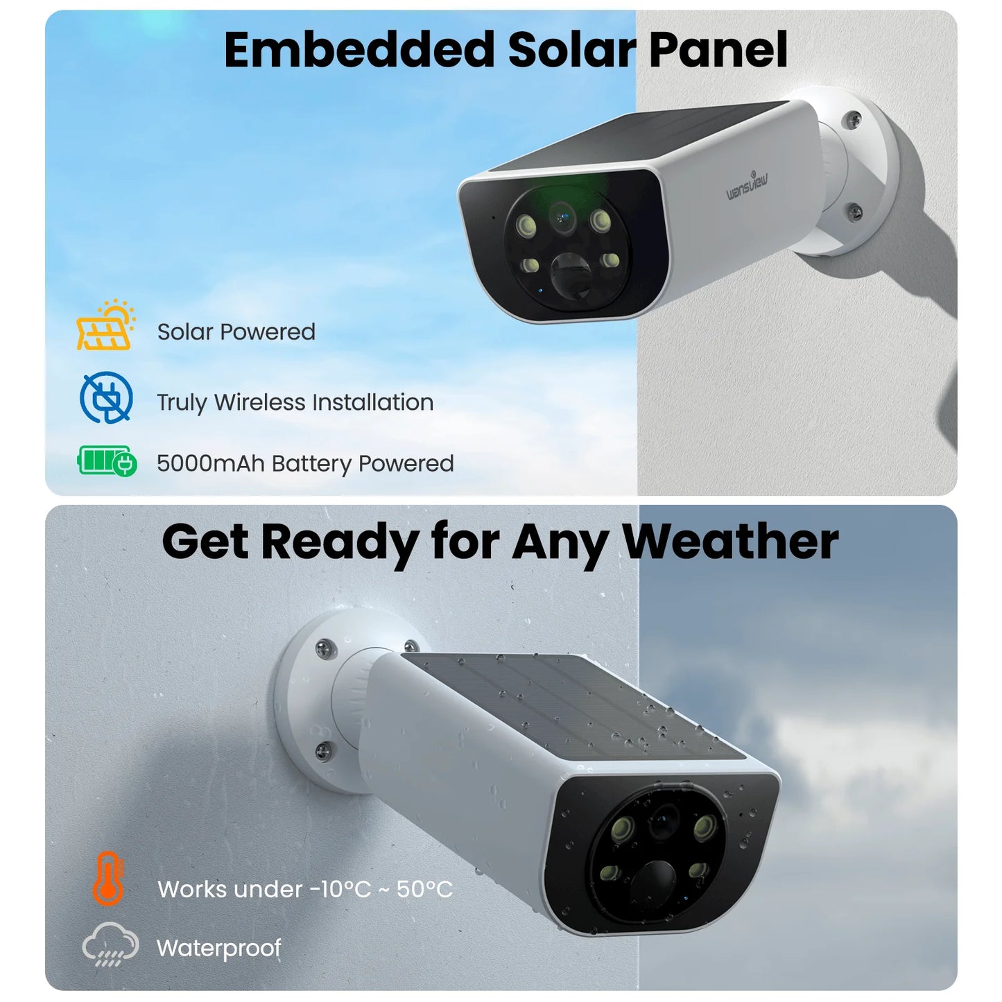 Wansview 2K Solar Outdoor Camera Wireless Night Vision