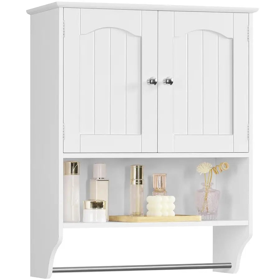 Bathroom Wall Cabinet Over Toilet With Towel Rack And Adjustable Shelf