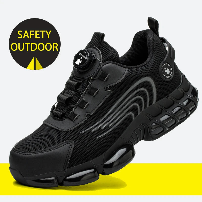 None Steel Toe Cap Non-Lacing Safety Shoes For Men