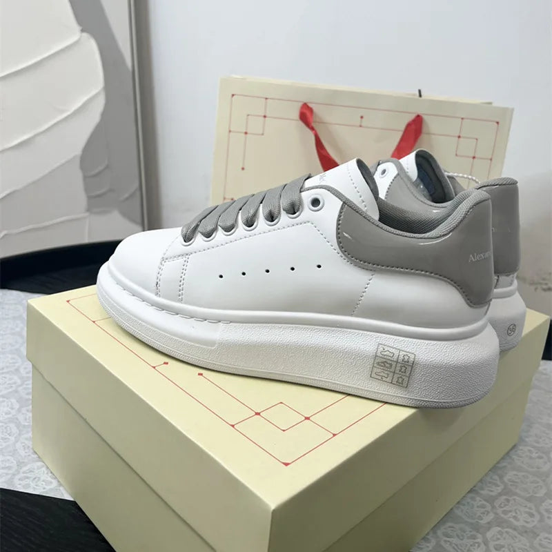 Platform White Leather Sneakers For Women With Chunky Sole Elevator