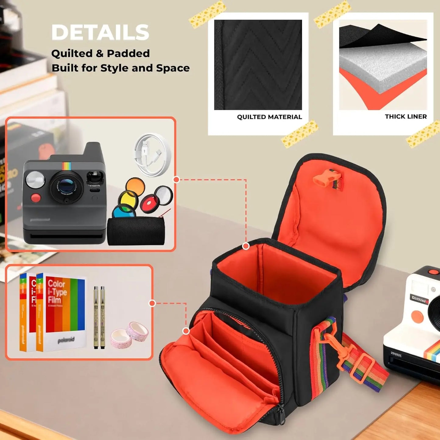 Sling Camera Bag With Photo Window For Polaroid Instant Cameras
