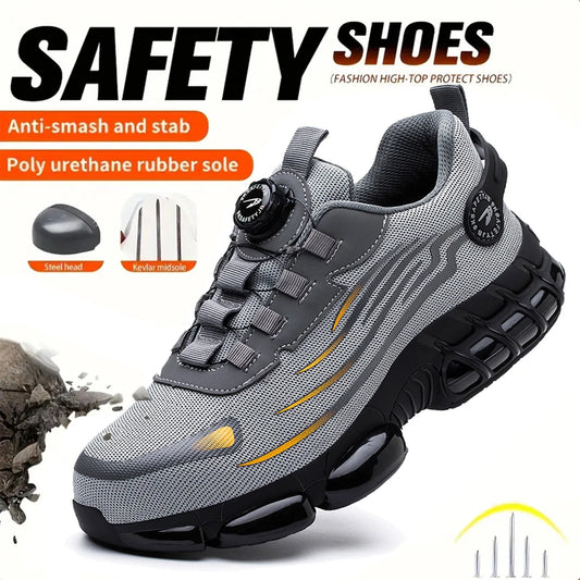 Breathable Lace Free Safety Shoes With Anti Smash Puncture Protection