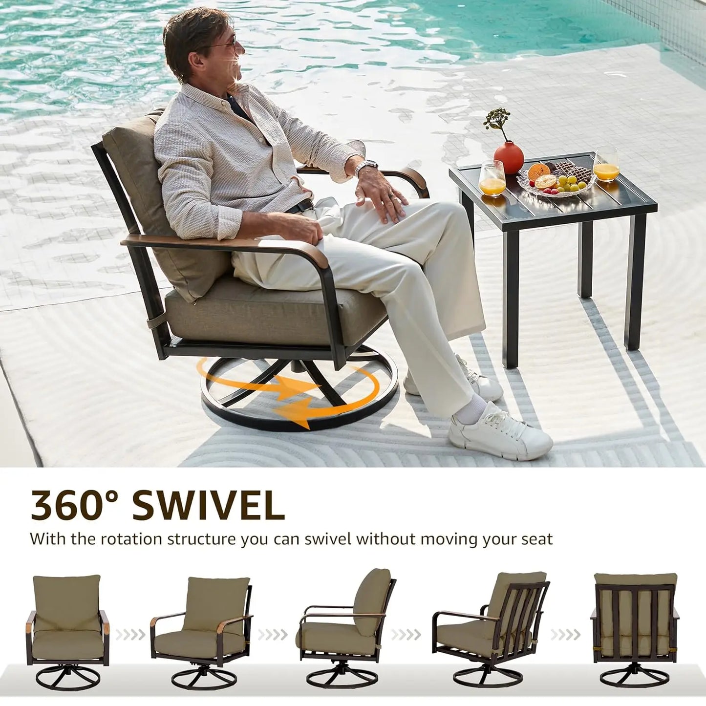 Outdoor Patio Swivel Glider Rocking Chairs Bistro Conversation Set