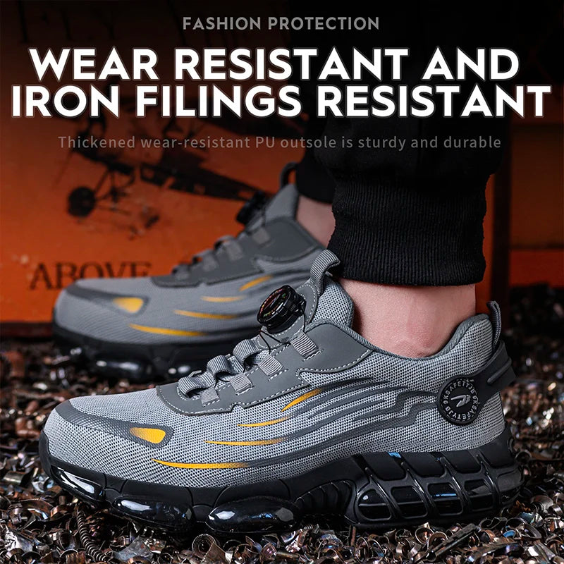 Breathable Lace Free Safety Shoes With Anti Smash Puncture Protection