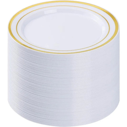 Disposable Plastic Dinner Plates Heavy Duty 100 Count for Party