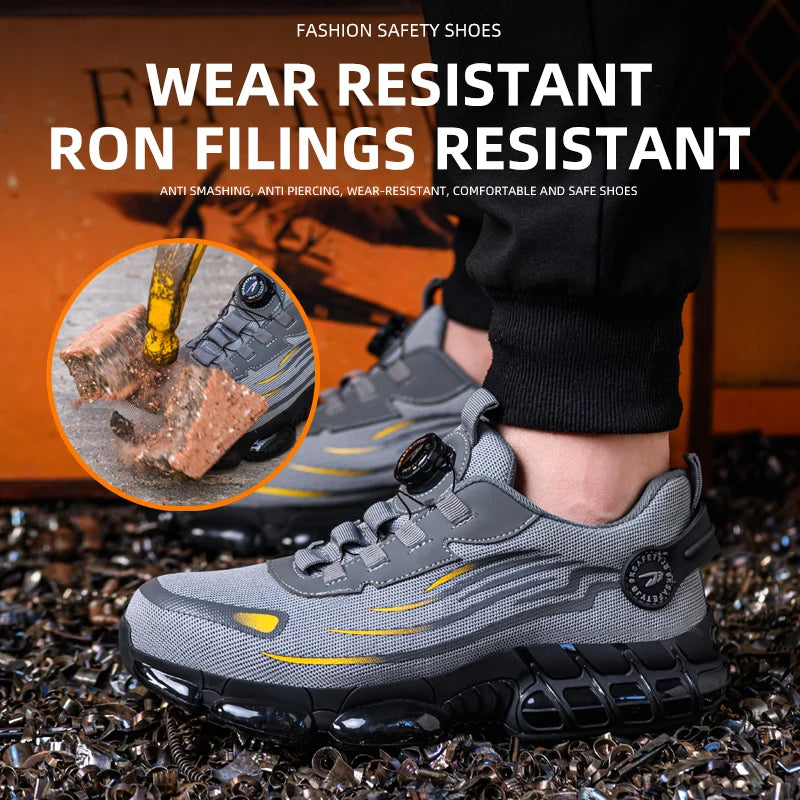 Breathable Lace Free Safety Shoes With Anti Smash Puncture Protection